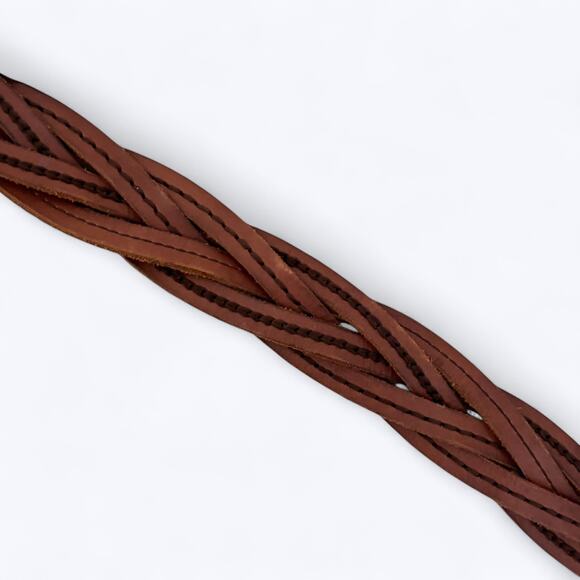 Ruehl Braided Leather Belt Womens L Boho Western Coastal Cowgirl Brass Buckle - Picture 5 of 8